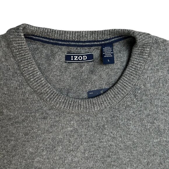 IZOD Premium Essentials Men's Size L Crew Neck Cotton Blend Soft Sweater Grey NW - Picture 6 of 8